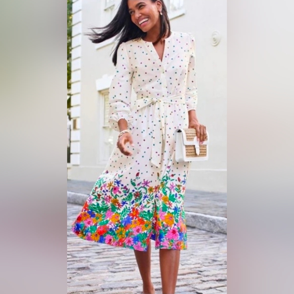 Talbots Ivory Floral Border Print Maxi Dress